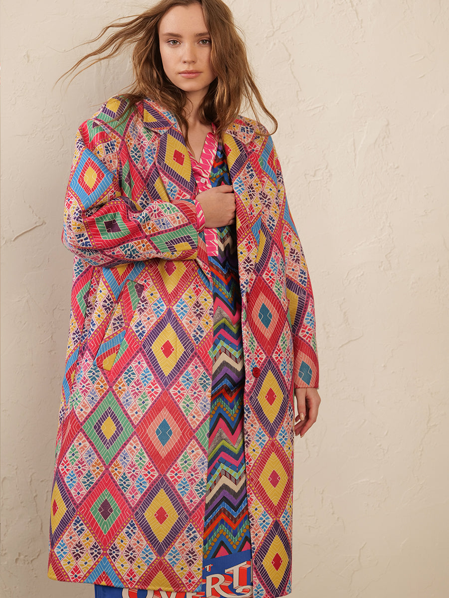 Brigitte Printed Rainbow Coat