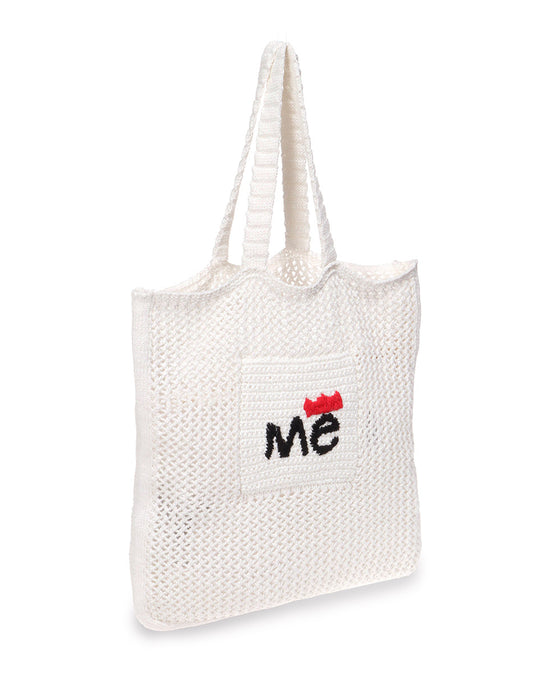 Remi Crochet White Shopper Bag