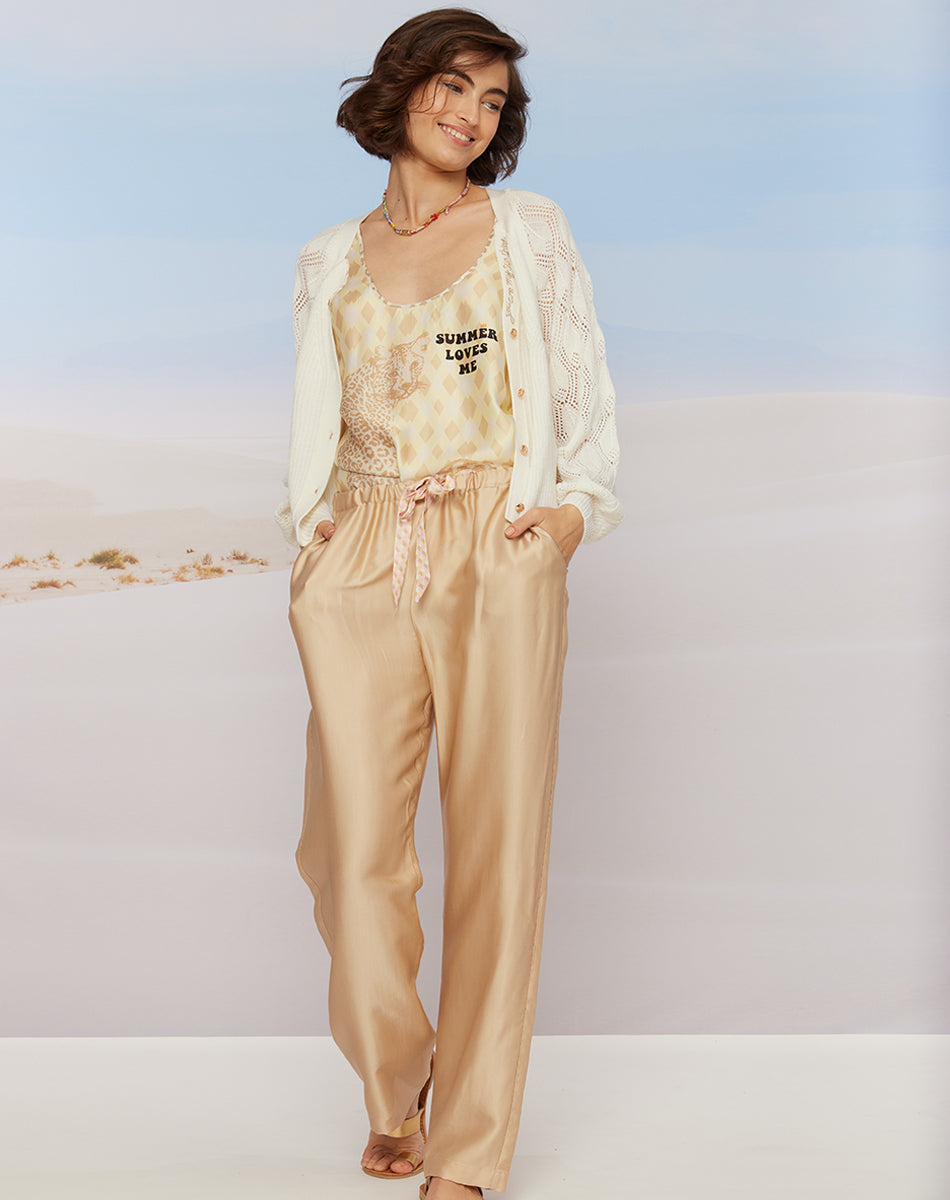 Liana Straight Leg Sand Trousers