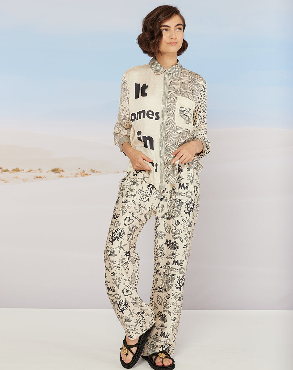 Avery Straight Leg Mermaid Printed Trousers