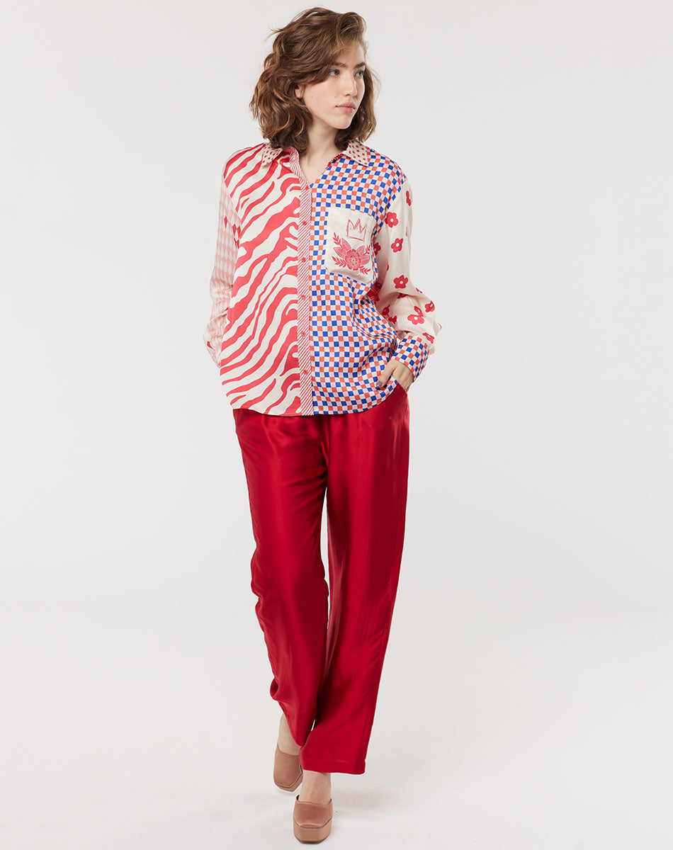 Isabel Mixed Print Rouge Shirt