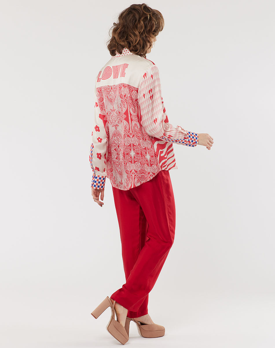 Isabel Mixed Print Rouge Shirt