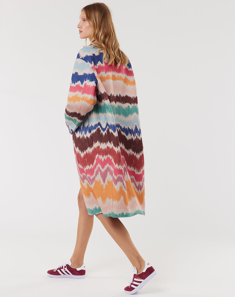 Paola Printed Colorful Midi Coat