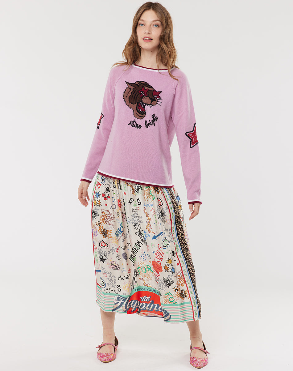 Vanessa Printed Graffiti Midi Skirt