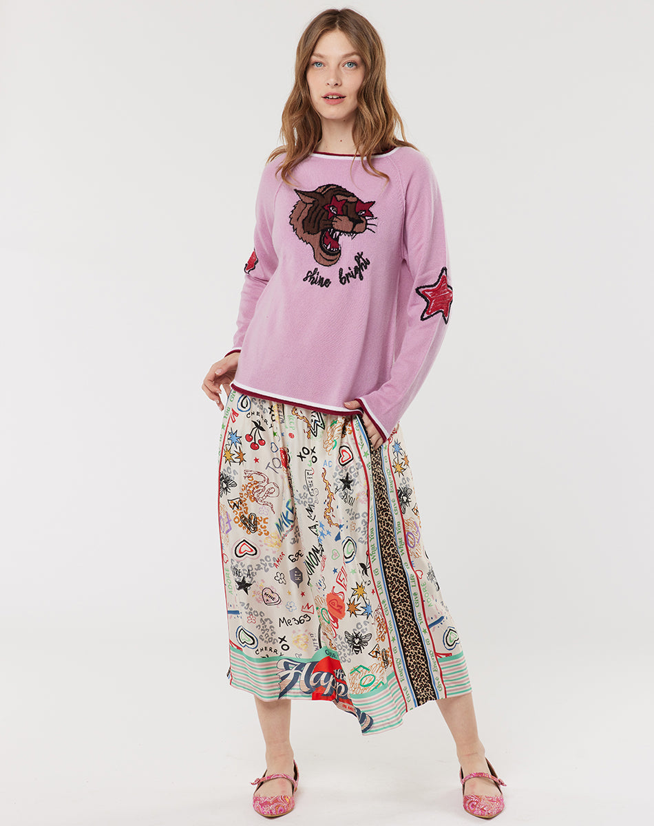 Vanessa Printed Graffiti Midi Skirt