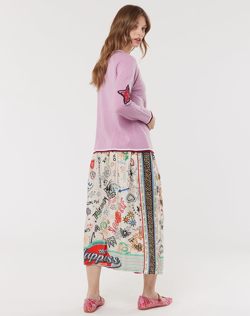 Vanessa Printed Graffiti Midi Skirt