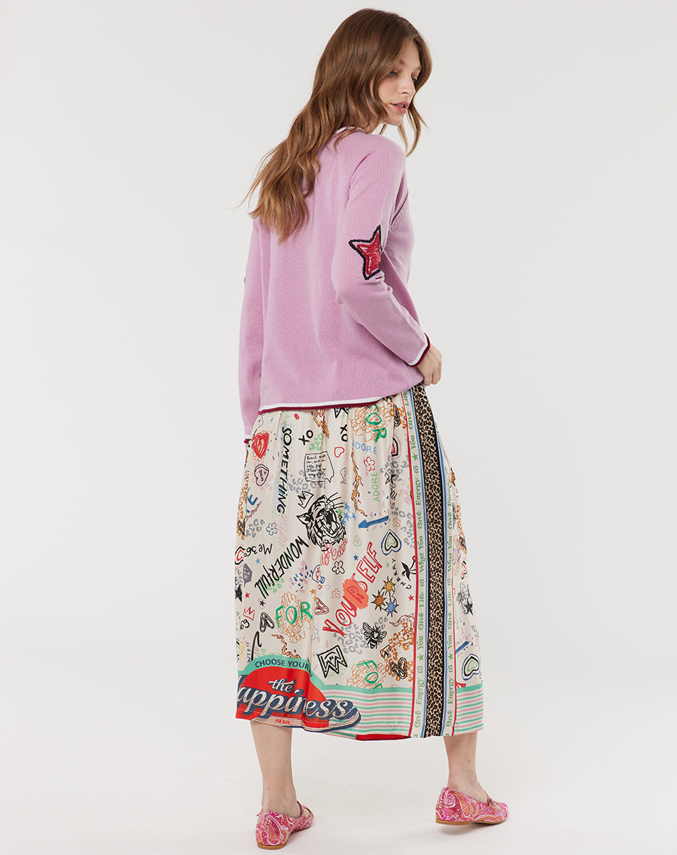 Vanessa Printed Graffiti Midi Skirt