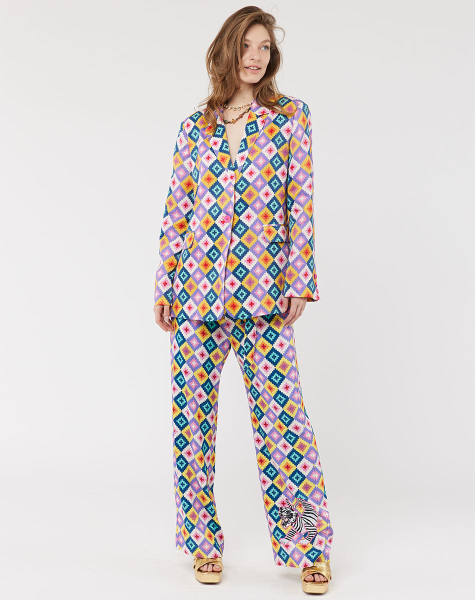 Margot Belted  Printed Tiger Pants