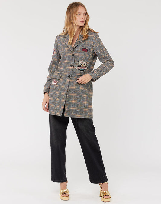 Loretta Longline Plaid College Jacket