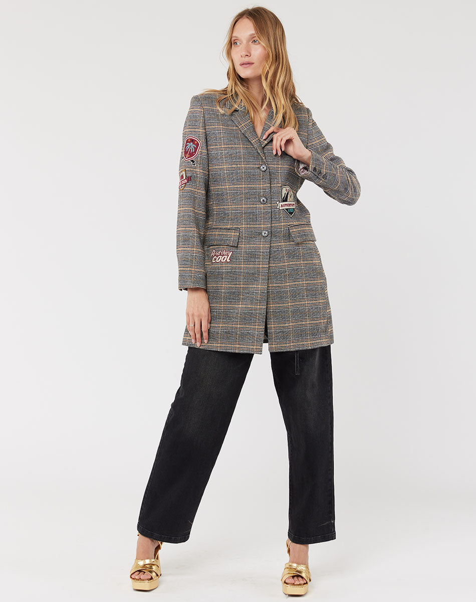 Loretta Longline Plaid College Jacket