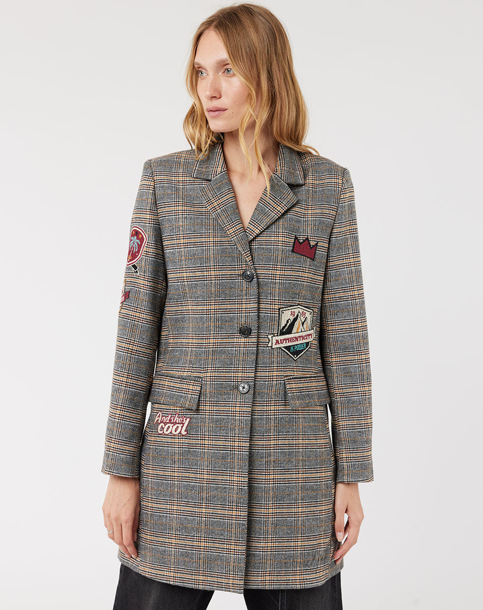 Loretta Longline Plaid College Jacket