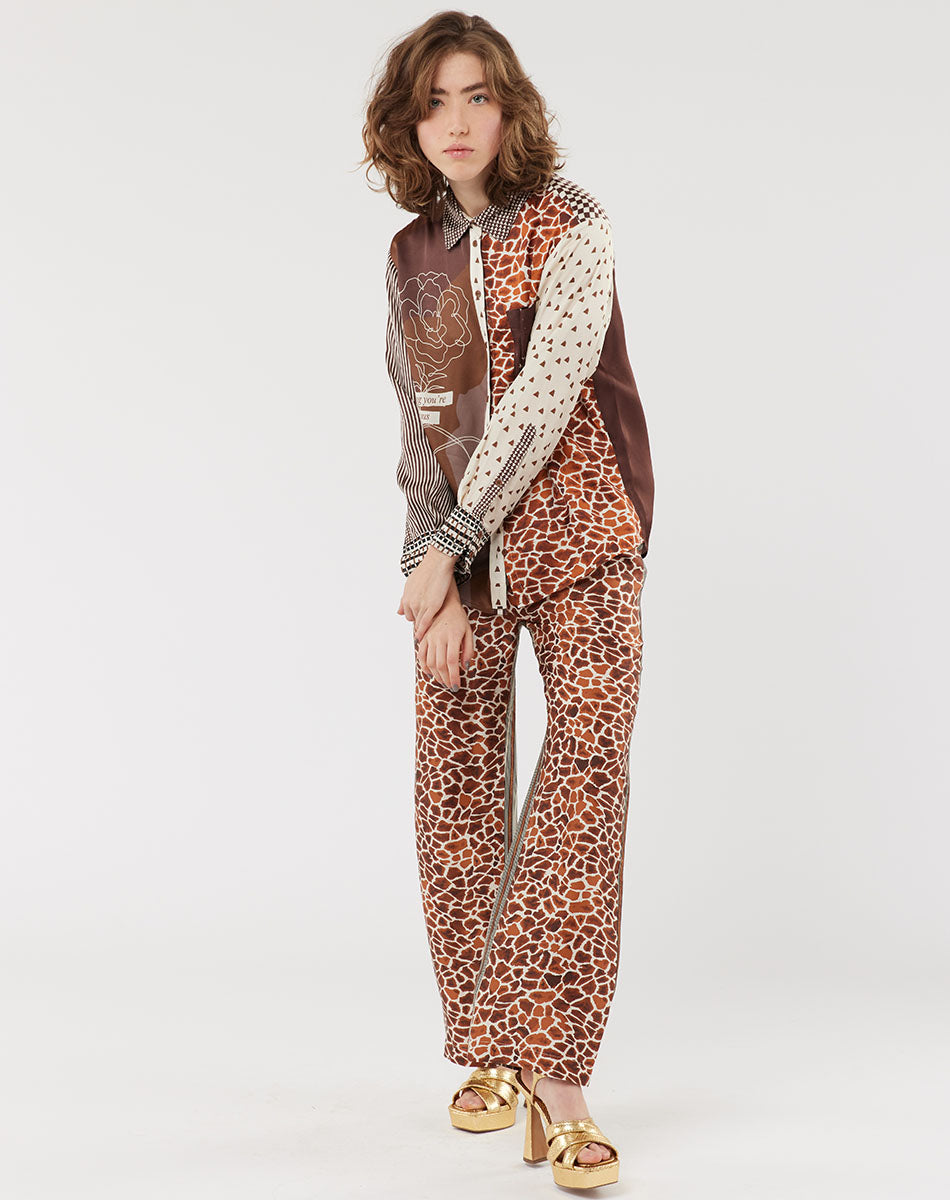 Bailey Straight Leg Chocolate Printed Pants