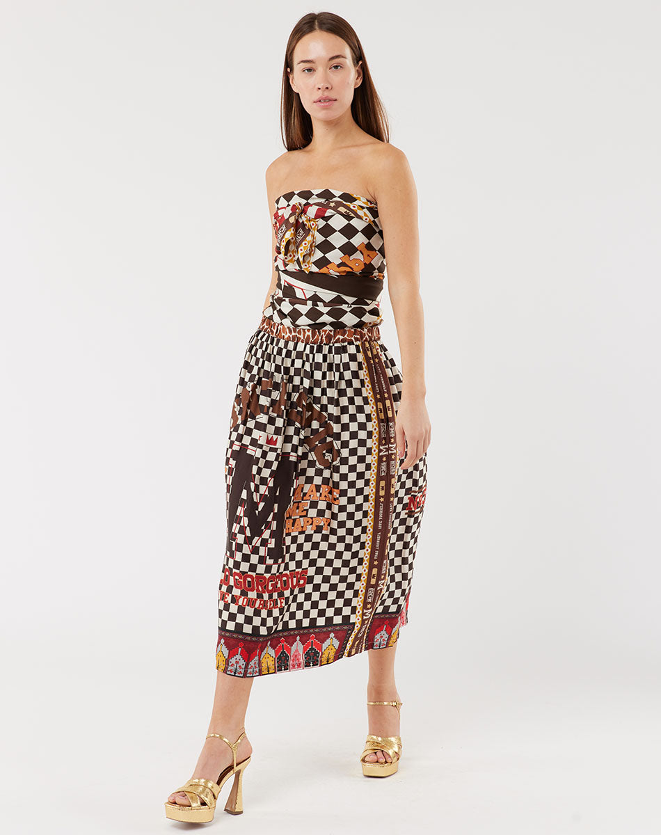 Vanessa Printed Chocolate Midi Skirt