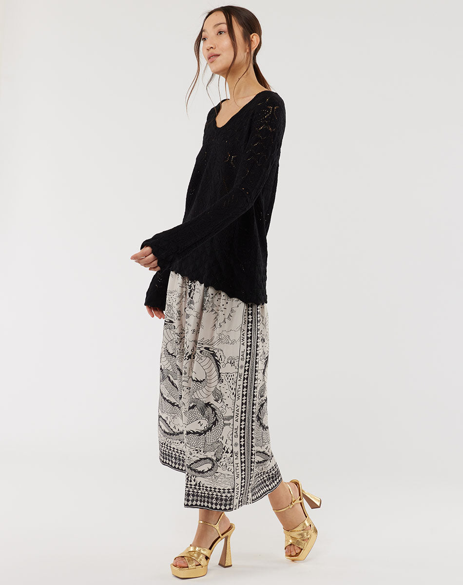 Vanessa Printed Voyage Midi Skirt