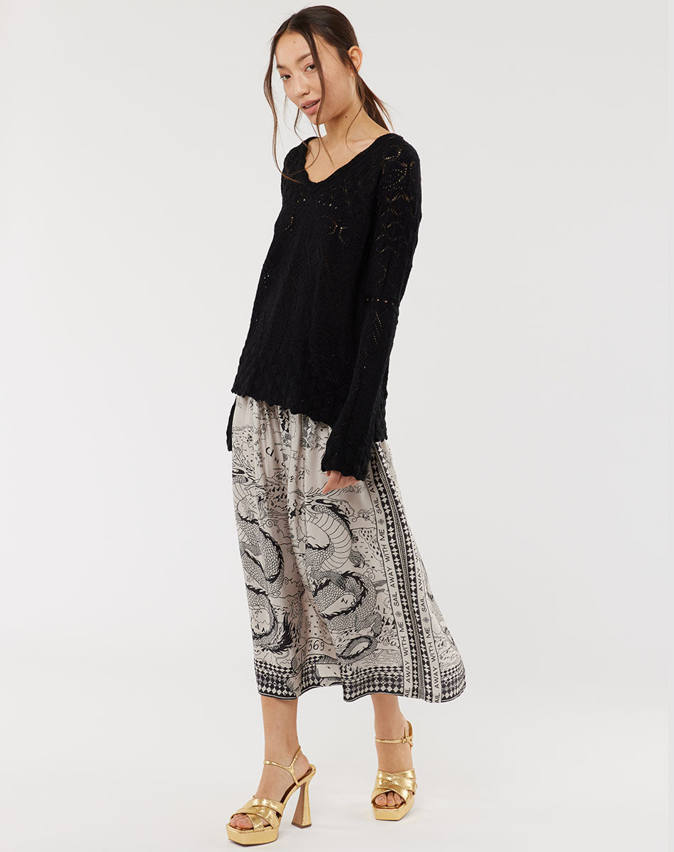 Vanessa Printed Voyage Midi Skirt