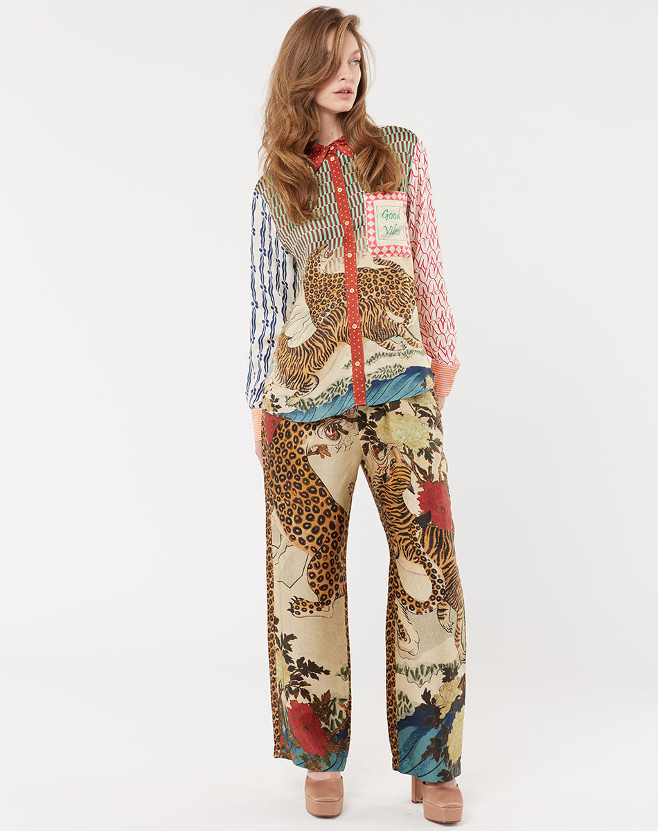 Bailey Straight Leg Oriental Printed Pants