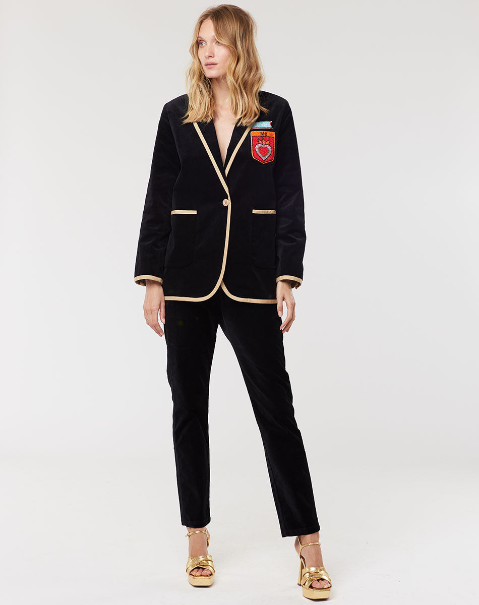 Simone Velour Black Blazer