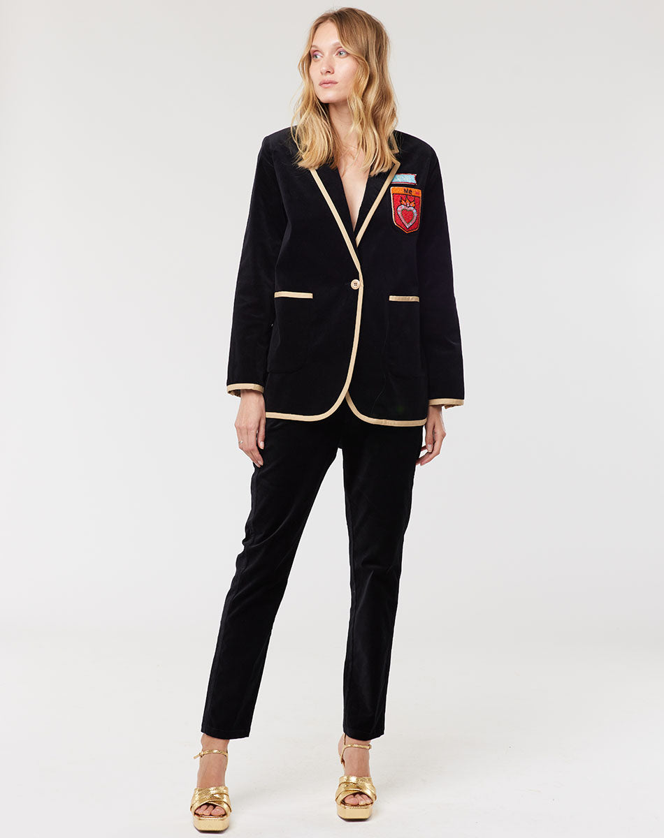 Simone Velour Black Blazer