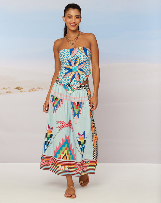 Elizabeth Pow Wow Printed Midi Skirt