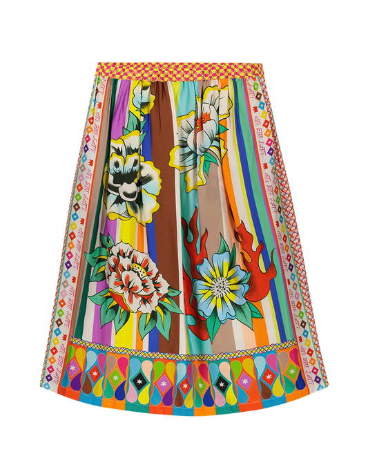 Vanessa Flower Printed Midi Skirt