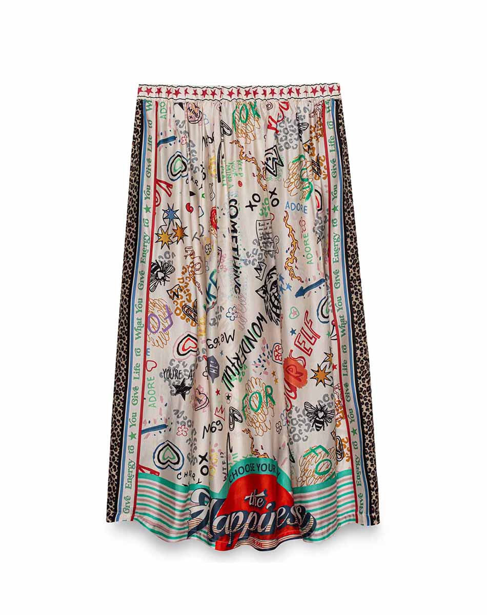 Vanessa Printed Graffiti Midi Skirt