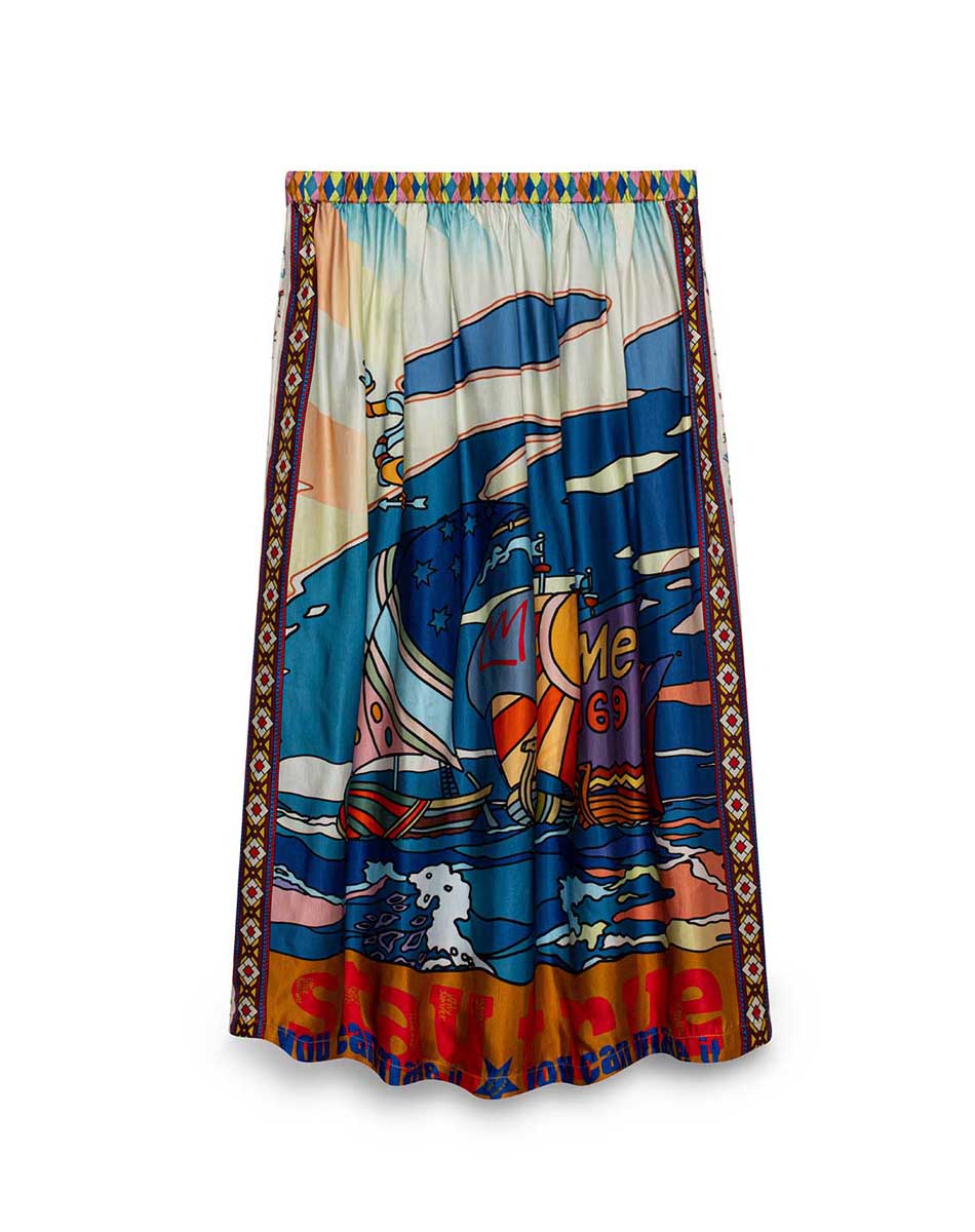 Vanessa Printed Nautical Midi Skirt