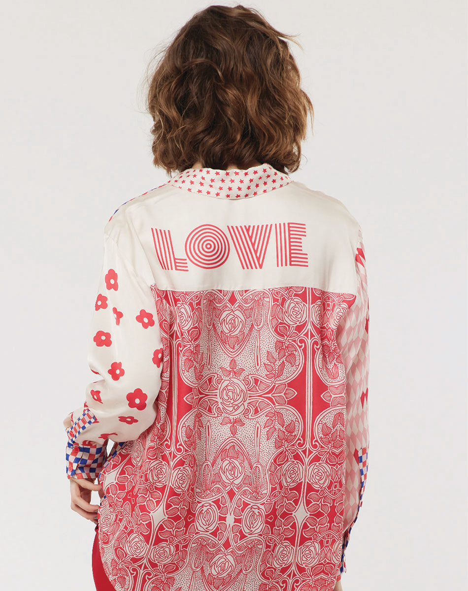 Isabel Mixed Print Rouge Shirt