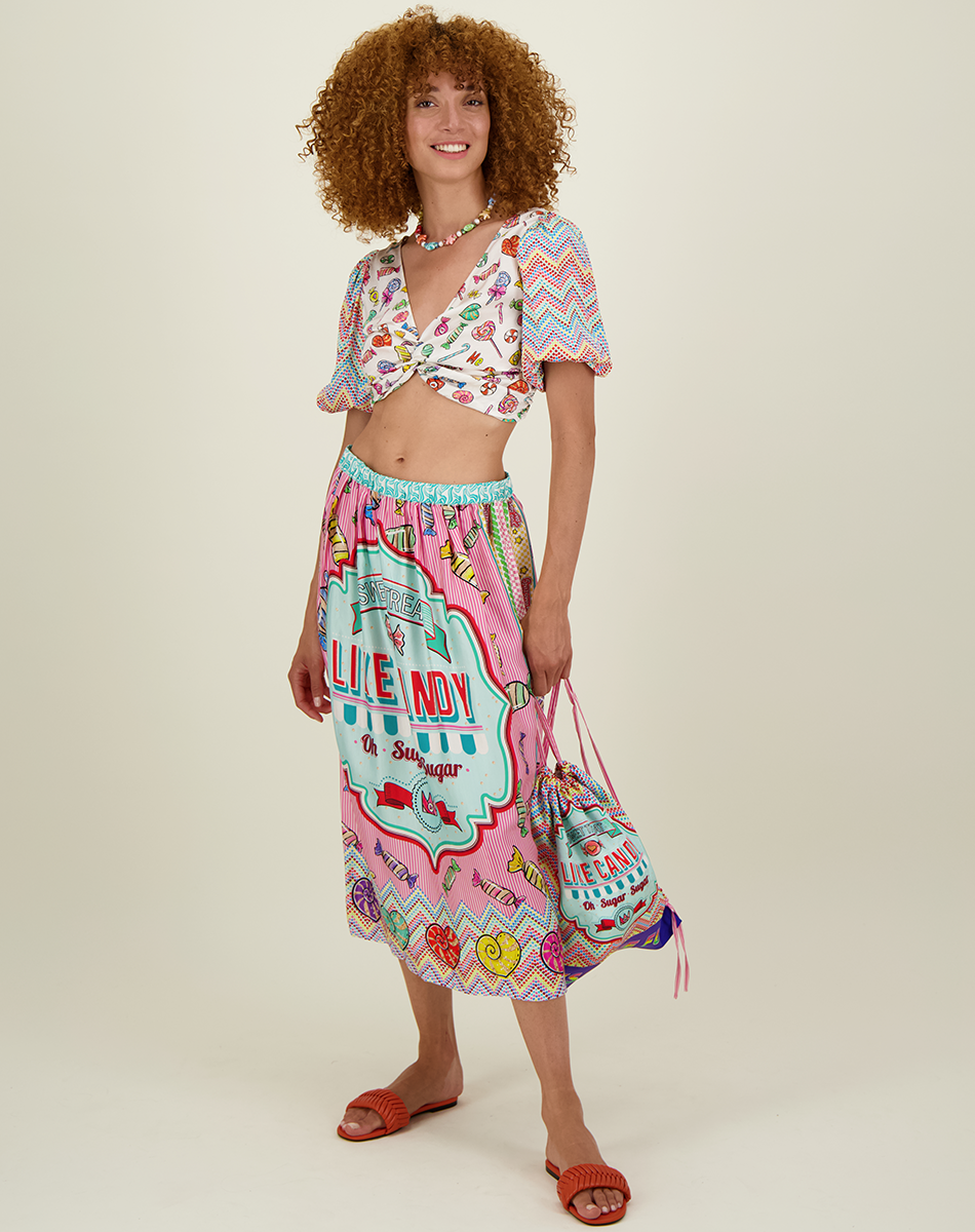 Vanessa Candy Printed Midi Skirt