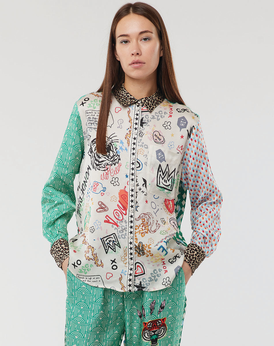 Isabel Mixed Print Graffiti Shirt